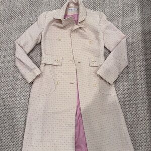 Chic Cream Trench Coat with Pink Lining